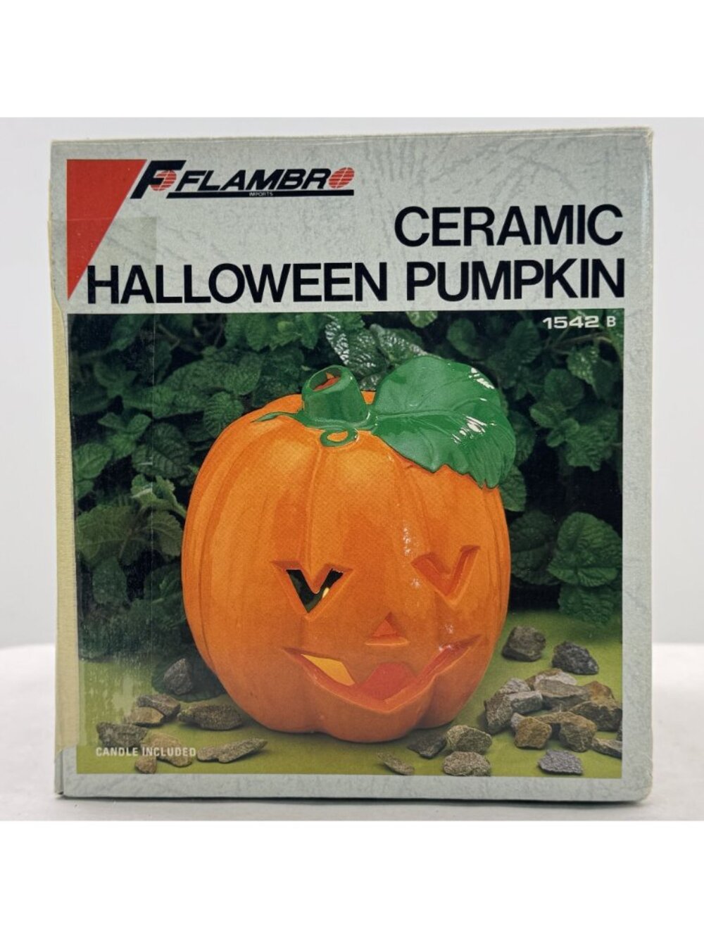 Vtg 1988 Flambro Ceramic Jack O' Lantern Pumpkin Halloween Candle Holder #1542A - Picture 13 of 16